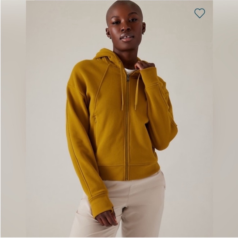 NWT Athleta Retroplush revive full zip hoodie sweatshirt in palo verde size XS